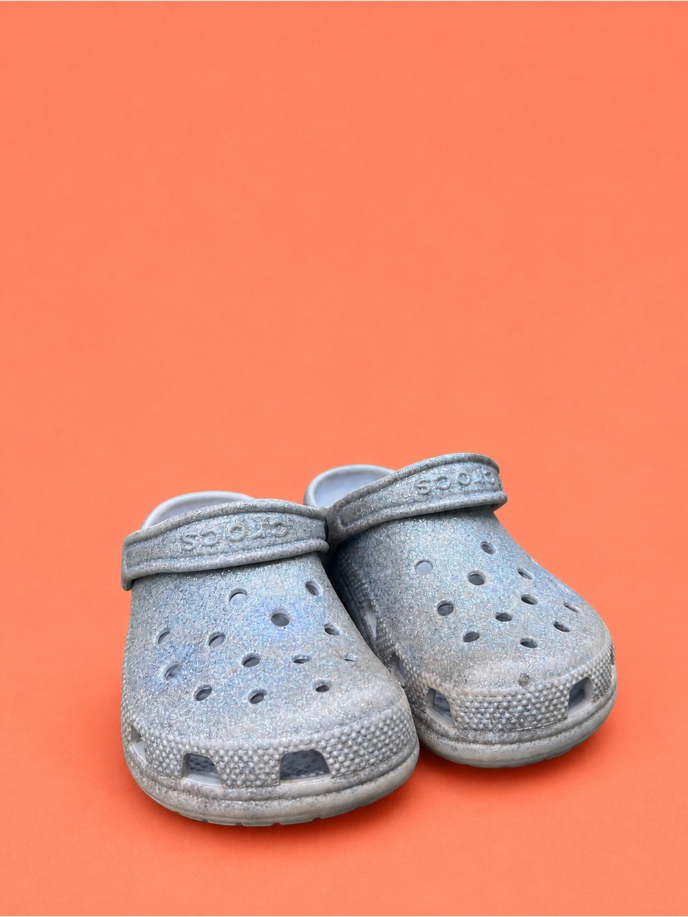 CROCS Kids' Sparkly Light Blue Clogs